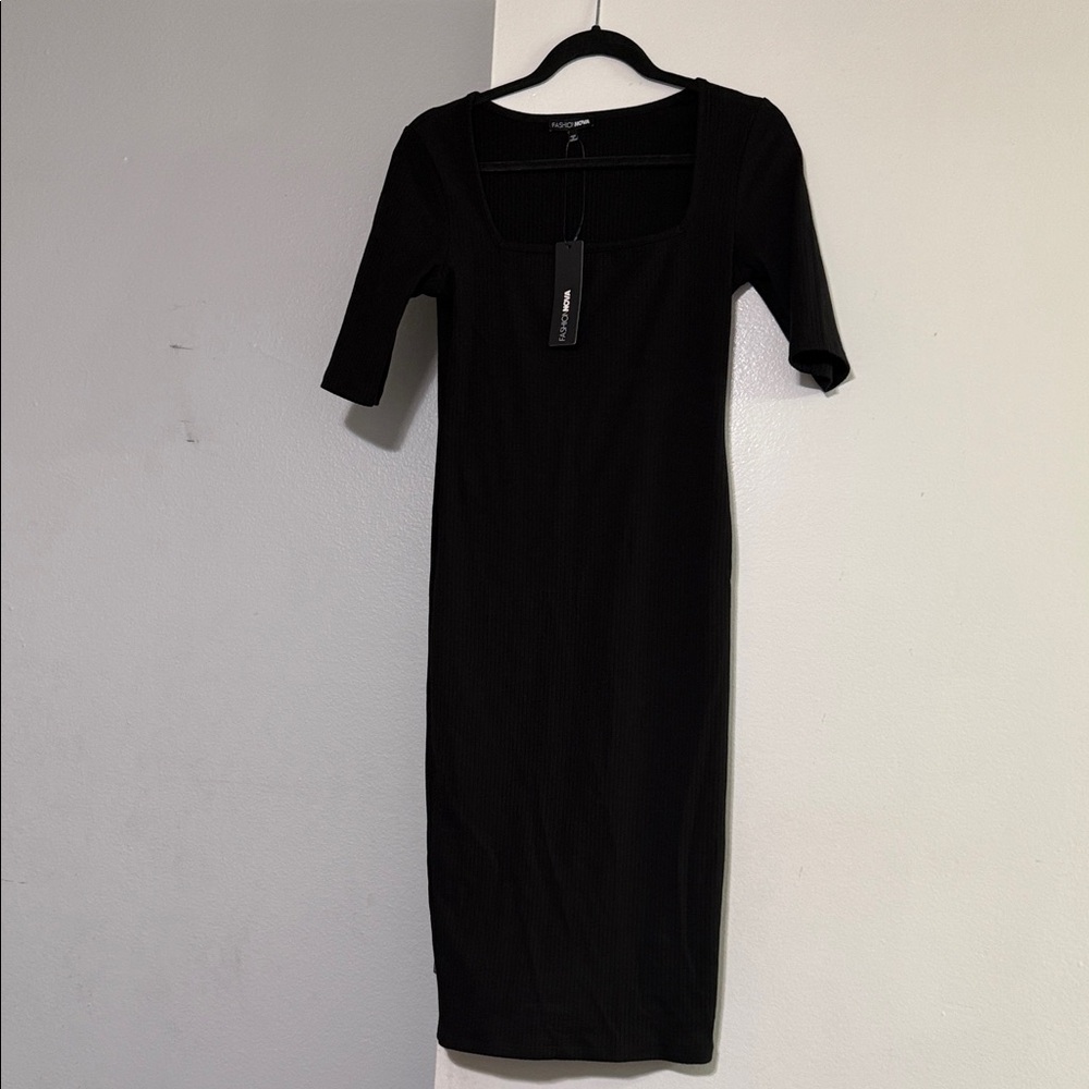 Fashion Nova Elegant Black Long Sleeve Dress